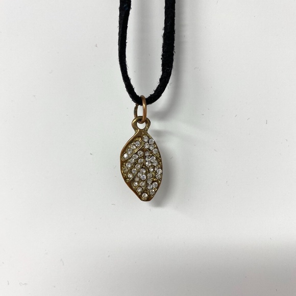 Unbranded Accessories - Black Necklace with Gold Leaf Pendant | 3 for $20